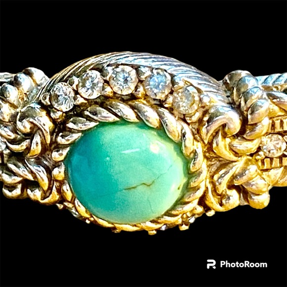 Judith Ripka, sterling silver cuff bracelet with turquoise - Picture 2 of 4